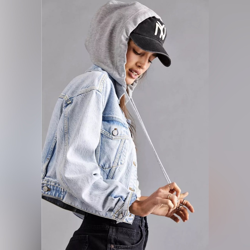 Free People 🤍 Brando Denim Jacket Malta Wash Blue Size S 🩵 - Picture 6 of 12